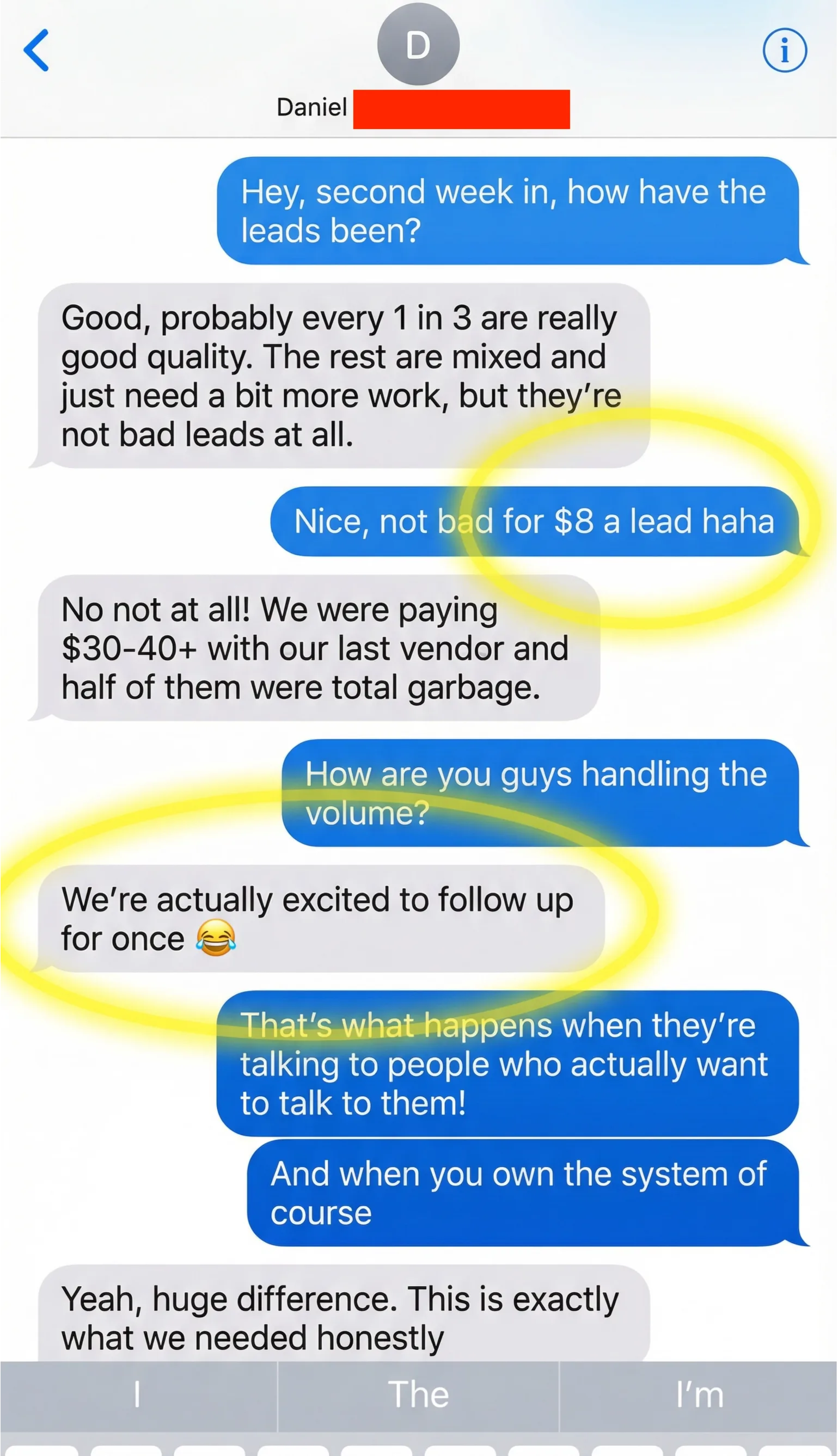 Exhibit: unedited message thread from the partner.
